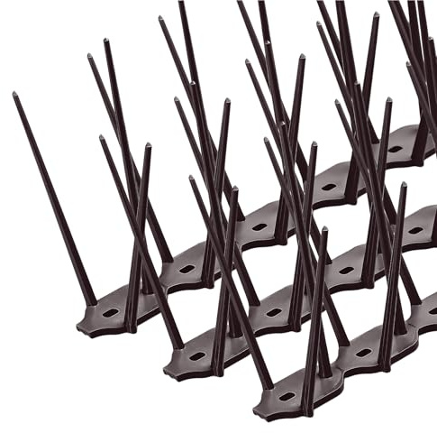 Konzept 11 - Vogelabwehr Spikes aus Kunststoff gegen Tauben, Katzen, Spatzen, Schwalben - Taubenabwehr für Balkon, Garten, Terasse - Vogelschreck 3-reihig, Set 6 STK.- Braun