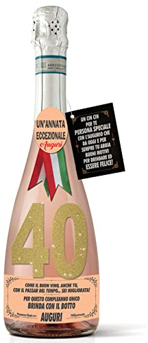Bottiglia di Prosecco D.O.C. Millesimato Rosé per il compleanno dei 40 anni di un'amica