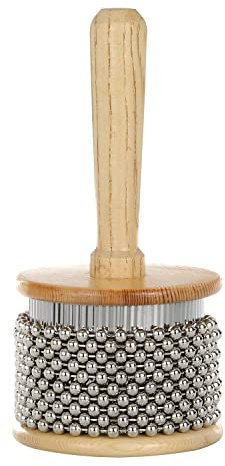 Heysland Cabasa - Metall und Holz Percussioninstrument - Silber - 9 cm breit, 18,5 cm lang - 300 g - Ideal für Musikunterricht und Bandbegleitung