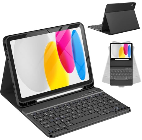 CC Store Keyboard Case for iPad A16 11th/10th Generation(112025/10.92022) | Wireless Detachable Bluetooth Keyboard Cover with Pencil Holder for iPad A16 11/10th Gen(11 inch/10.9 inch),UK Layout, Black