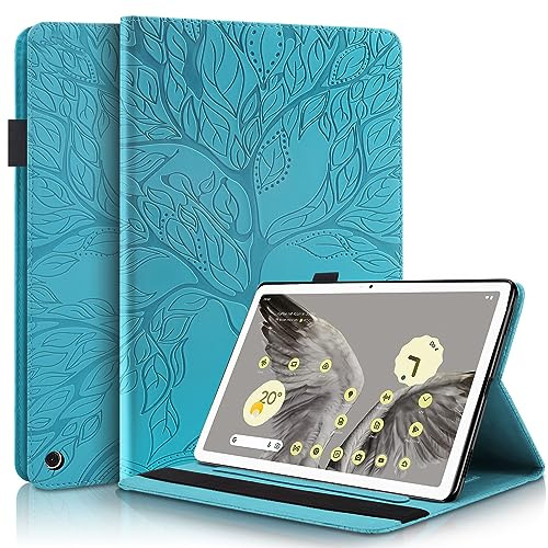 Succtopy Hülle für Google Pixel Tablet 11 Zoll 2023 Folio Flip PU Leder Schutzhülle Google Pixel Tablet 11 Stifthalter Stand Wallet Cover Case Tablet Hülle Google Pixel Tablet 2023 - Blau