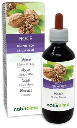Noyer (Juglans regia) écorce des fruits ou péricarpe (brou de noix) et feuilles Teinture Mère sans alcool Naturalma - Extrait liquide gouttes 200 ml - Complément alimentaire - Végétalien ou végan