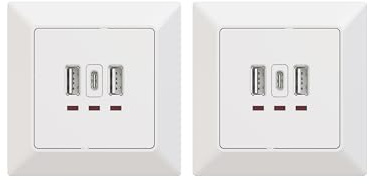 UCOMEN 5.0V, 3.1A Unterputz-Ladegerät Mit 2 USB Type A und 1 Type C Anschlüssen, Weiß (2 Pack)