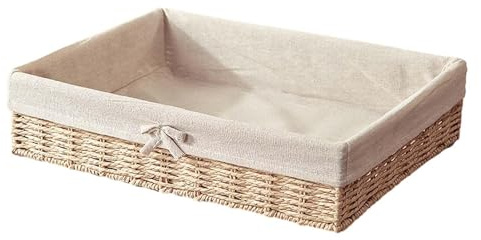 JISADER Cestini Portaoggetti Intrecciato, Contenitore per Organizer da Appoggio, Cestino Decorativo Rettangolari, Cesto di Frutta per Snack, Articoli Vari, 35x25x8 cm