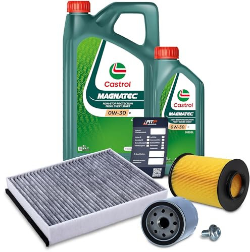 BESTPRICE Inspektionspaket Filterset mit 1x Ölfilter; 1x Innenraumfilter; 1x Luftfilter; 6L Motoröl 0W-30 Magnatec Kompatibel mit FORD FOCUS Mk3, KUGA Mk2, C-MAX Mk2