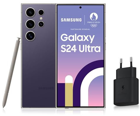 SAMSUNG GALAXY S24 Ultra, Smartphone Android 5G, 256 Go, Chargeur secteur rapide 25W inclus [Exclusivité Amazon], Smartphone déverrouillé, Violet, Version FR