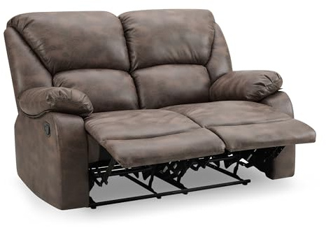 Home Detail Enoch 2 Seater Recliner Sofa, Brown Faux Leather