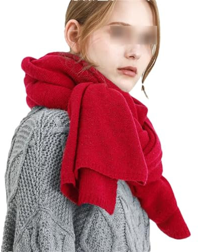 Winterschal, Wollschal, Damen, lang, weich, warm, Pashmina, verdickter Wollschal, rot, One size