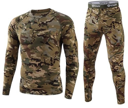 KONG JIMFAN Thermounterwäsche Herren Jogginghose Gefüttert Herren Neck Warmer Men Herren Lange Unterhosen Thermounterhose Lang Herren Thermo Shirt Herren Fussball Unterwäsche(Armeegrün,3XL)