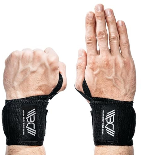 WARM BODY COLD MIND Wrist Wraps für Olympisches Gewichtheben, Handgelenkstütze für Fitness Weightlifting, Handgelenkbandage für Krafttraining Cross Training (Schwarz, 45cm)