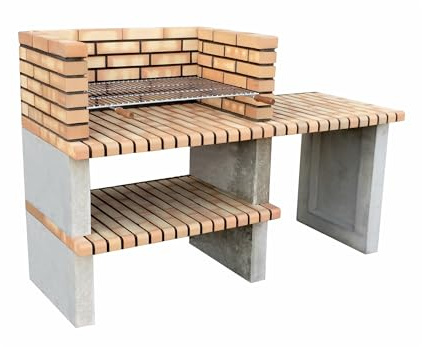 MOVELAR - Barbacoa de Obra Prefabricada de Leña y Carbón Modelo Paellero Almenara 85 (Gris, Naranja - 177 x 70 x 120 cm) REF: 3905 - Cocina de Exterior para Jardín o Patio