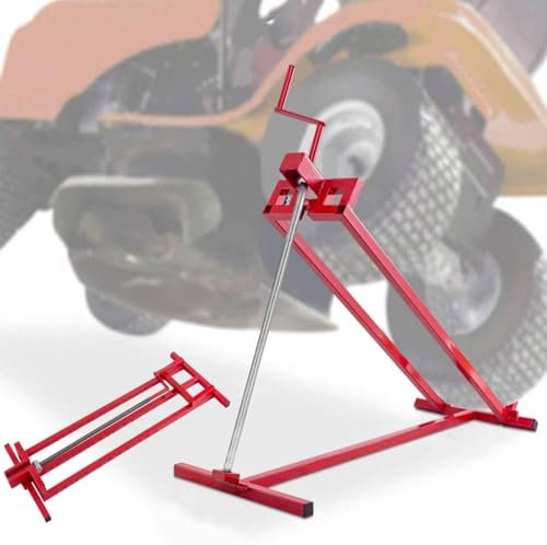 COSTWAY Folding Ride On Lawn Mower Lift, 400kg Height Adjustable Lifting Device, Telescopic Maintenance Jack Lifter for Lawn Mowers and Garden Tractors (Red)