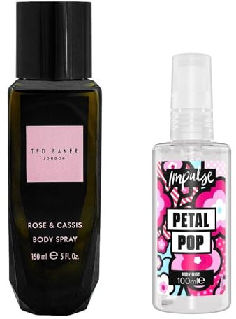 Generic Ted B@ker Rose & Cassis Body Spray 150ml With Free Impulse Petal Pop Body Mist 100ML