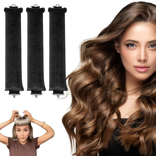 3 Stück Hitzefreie Lockenwickler Über Nacht mit Haken zum Ausschlafen - Locken Ohne Hitze für Langes und Mittleres Haar