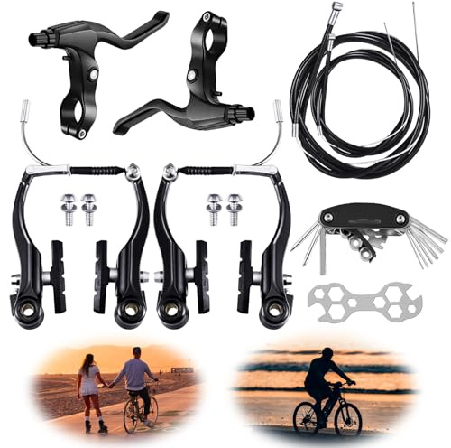 VidFair 1 Paar Fahrradbremsen, universelles komplettes V-Fahrradbremsen-Set, Mountainbike-Ersatz für die meisten Fahrräder, Rennradbremsen, Kabel mit Vorder- und Hinterrädern, Fahrradbremshebeln und