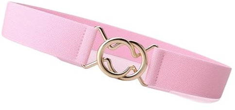 SUBLXPoten Gürtel Damen Gürtel Metallschnalle Dünner Dehnbarer Taillengürtel Gestreifter Elastischer Bund Eleganter Damen Hüftgürtel Accessoires Damengürtel(Color:Pink)