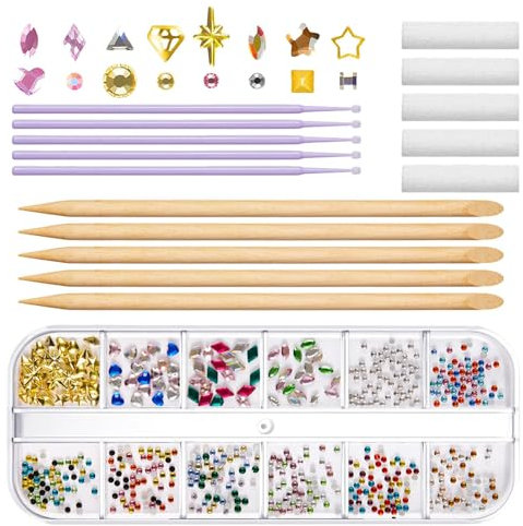 Zahnsteine-Set, künstliche Kristalle, reflektierende Kristalle, 12 Stile und Farben, für -Dekorationen