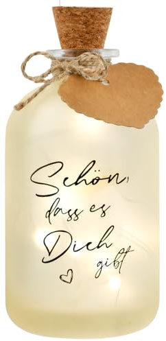 DODUOS LED Flaschenlicht mit Spruch, Beleuchtete Dekoflasche mit Stopfen, LED Beleuchtete Flasche Deko, Leuchtflasche Personalisiert Geschenk für Geburtstag Hochzeit Weihnachten