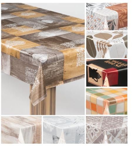 laro Wachstuch-Tischdecke Wachstischdecke Gartentischdecke, Muster:Holzliebe Braun Grau, Größe:85x85