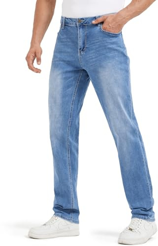 Zylioo långa ben jeans slim fit män, extra långa stretchjeans jeans, långa steglängd denimbyxor, blå, 40W / 34L
