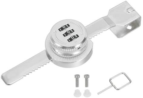 PATIKIL Serrure de meuble sans clé, Serrure à cliquet à combinaison sans clé en alliage de zinc à 3 chiffres pour la sécurité de la porte du meuble, (Argent)