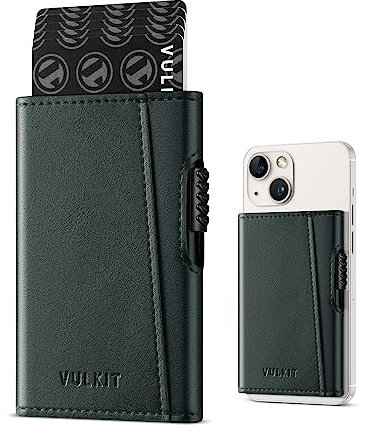 VULKIT Magnetic Wallet Card Holder Adhesive Phone Card Holders Magsafe Slim Leather Pop Up Case NFC/RFID Blocking, Compatible with iPhone 16/15/14/13/12 Series