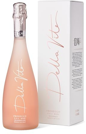 Della Vite Prosecco D.O.C Rosé Millesimato Premium Italian Sparkling Wine Gifts for Women, Pink Prosecco Gift Set (Single Bottle, 11.5% 750ml) - Includes Gift Box