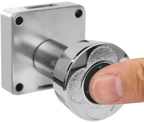 Hanmorfarbi Schubladen-Fingerabdruck-Schloss, Elektronisches Intelligentes Aktenschrank-TüRschloss mit Doppelter öFfnung, 32mm Schrank-Schuhschrank-Garderoben-Kombinations-Briefkastenschloss (Silber)