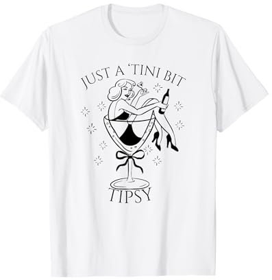 Martini Just A Tini Bit Tipsy Bikini Vintage Glass Drinking T-Shirt