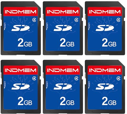 INDMEM Lot de 6 cartes SD 2 Go, classe 4 2 Go, cartes mémoire flash MLC standard, cartes numériques sécurisées pour appareil photo