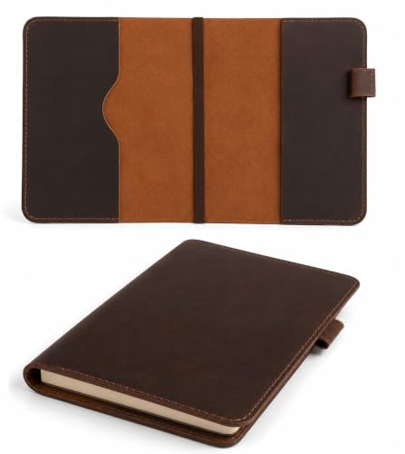 CestAntiQ A5-Tagebuchhülle aus Vollnarbenleder, für 14,6 x 21 cm Hardcover-Notizbuch, nachfüllbarer Leder-Notizbucheinband mit Stiftschlaufe, kompatibel mit Leuchtturm1917, Moleskine & A5-Planer