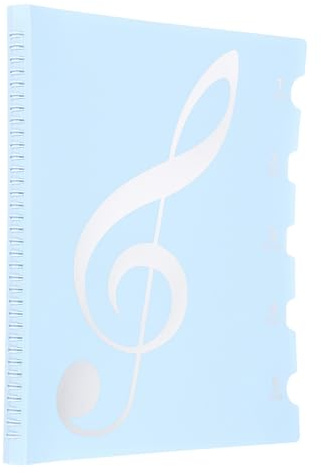 QUARKZMAN 20 Hüllen 40 Seiten Notenmappe A4 21.6x28cm Hellblauer Aufkleber | Präsentationsmappe Spiralbinder Organizer Chormappe, Wasserdicht, Für Klavier Gitarre Violine Notenblätter Papier