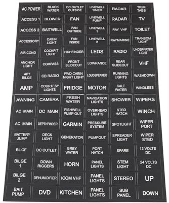 Briny River Lot de 96 Autocollants pour Interrupteurs 1,3 X 2,5 Cm en Vinyle pour Tableau de Bord électrique de Bateau