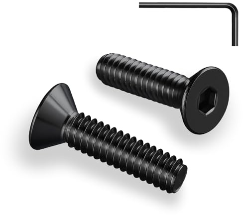 Zuyya 10 Stück Senkkopfschrauben M8 x 35 mm Innensechskant Antrieb Schwarze Schrauben Edelstahl A2 V2A Senkschrauben Vollgewinde mit Innensechskantschlussel
