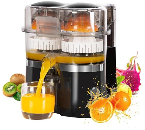 COYEUX Exprimidor eléctrico Doble de cítricos, exprimidor automático de Naranjas, rebanador de cítricos Integrado, Funcionamiento con un Solo Toque, para limón, Naranja y Pomelo.