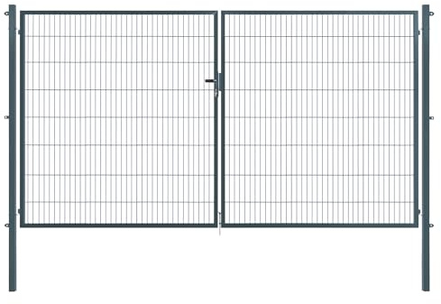 Doppeltor | extra breit, B400 x H160 cm | Anthrazit RAL 7016 | Doppelflügeltor inkl. Torpfosten & Schließzylinder | verzinkt & pulverbeschichtet | UV- und witterungsbeständig