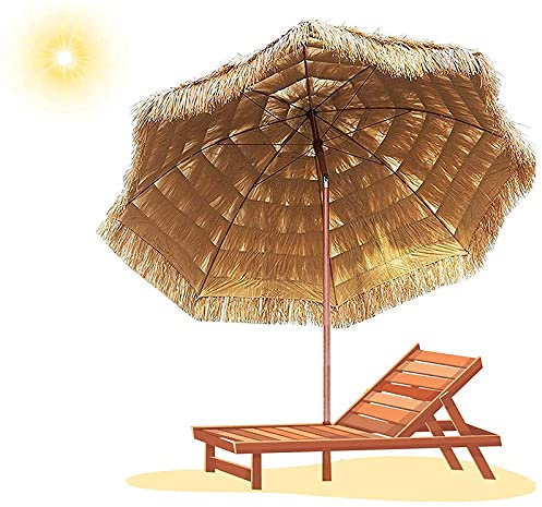 ZJFHEYUO Ombrellone in Paglia Hawaiano, per Decorazioni da Esterno, Giardino, Spiaggia, ombrellone con inclinazione per Patio, Senza Base, Colore Naturale, ombrellone Rotondo in