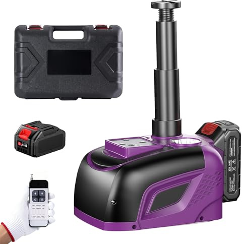 Cric idraulico 5T 3T, cric elettrico con batteria da 4,0 Ah e caricatore con pompa gonfiabile e luce LED, 150-450 mm, sollevatore per auto, SUV, berlina, MPV, cambio pneumatici