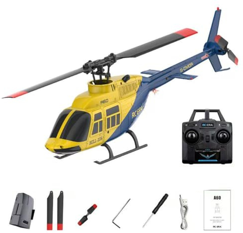 BuildCubes 1/42 A60 206 RC Hubschrauber Outdoor, 2.4G 4CH A60 206 RC Helikopter für Erwachsene, Einrotor Flybarless Mini Flugzeug Modell mit Optischer Fluss Höhenhaltung, Geschenk -RTF