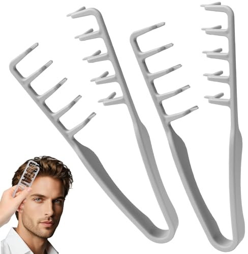 Vibbang 2 Stück Texture Comb, Textur Styling Kamm, Volumizing Wide-Tooth Hair Styling Comb, Lockenkamm für Männer und Frauen, Kamm Männer Haaransatz-Volumen-Werkzeug Zum Abdecken Von Pony, Nahtpflege