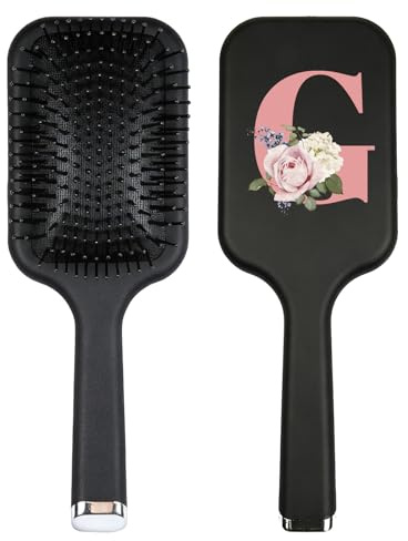 Spazzola per capelli a pagaia da donna A-Z stampata spazzola districante per capelli lisciante e lisciante per capelli bagnati e asciutti naturali forniture per saloni di capelli (G)