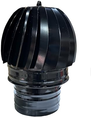 Sombrero Chimenea Extractor de Humo Giratorio de Viento Vitrificado, capuchón chimenea giratorio Negro para salida de humo (200)