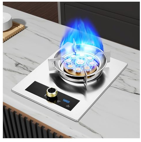 Cuisinière À Gaz En Acier Inoxydable, 5,2 KW, 9 Cavités, Minuterie Haute Puissance, Plaque De Cuisson En Verre Trempé, Protection Anti-fuite De Gaz(NG)