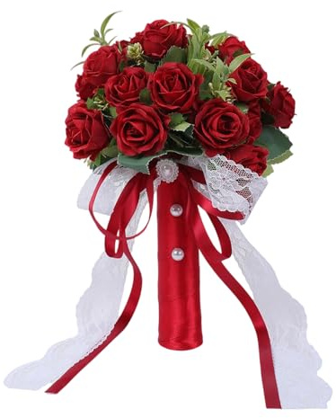 baojielai Realistische Seidenrosen, Brautstrauß, Hochzeitsstrauß, Blumenarrangement für Braut, Fotografie, Zeremonie, Werfen
