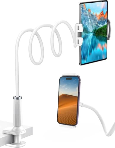 Générique Support Téléphone Flexible à Bras Articulé – Support Smartphone Universel avec Pince, Col de Cygne Réglable, Fixation Lit/Bureau/Table – Compatible iPhone, Samsung et Android