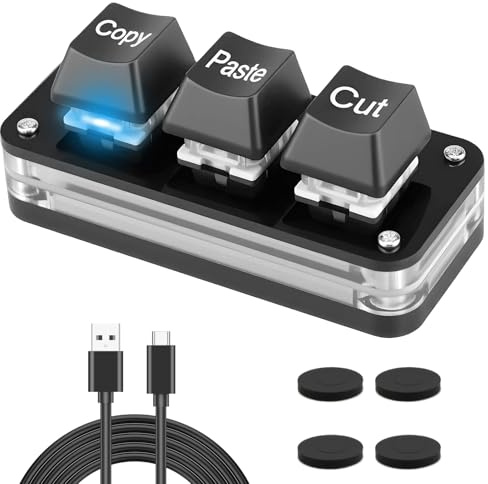 Velozym Mini Clavier Programmable 3 Touches USB-C RGB Copier Coller | Copiar Pegar Cortar, Macros, Gaming, Oficina Y Edición, Con Usb-C, Rgb Y Teclas Mecánicas Táctiles