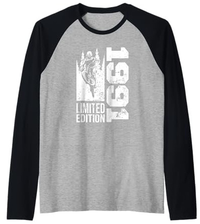 MTB Mountainbike Nacido en 1991 Cumpleaños BTT-Bicicleta Camiseta Manga Raglan