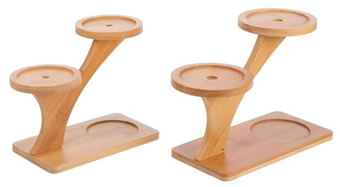 COOLHIYA Indoor Multi-Layer Bamboo Plant Stand 2Pcs Desktop Holder for Succulent Pots and Small Plant Display, Suitable for Corner, Tabletop, and Window Sill