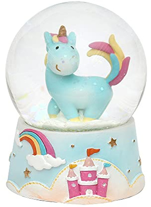 Dekohelden24 Boule à neige licorne, Kugel Ø 6,5 cm, Bleu