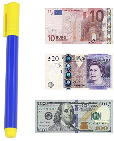 Accessotech Verificador de dinero Pluma Forjado Detector de billetes de banco Bolígrafos falsos Probador de fraude